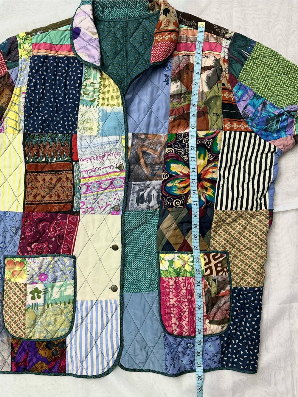 SILK Patchwork Jacket- VTG - RARE - Picture 14 of 14